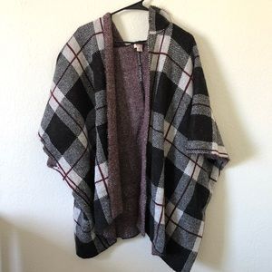 Plaid Poncho Cardigan